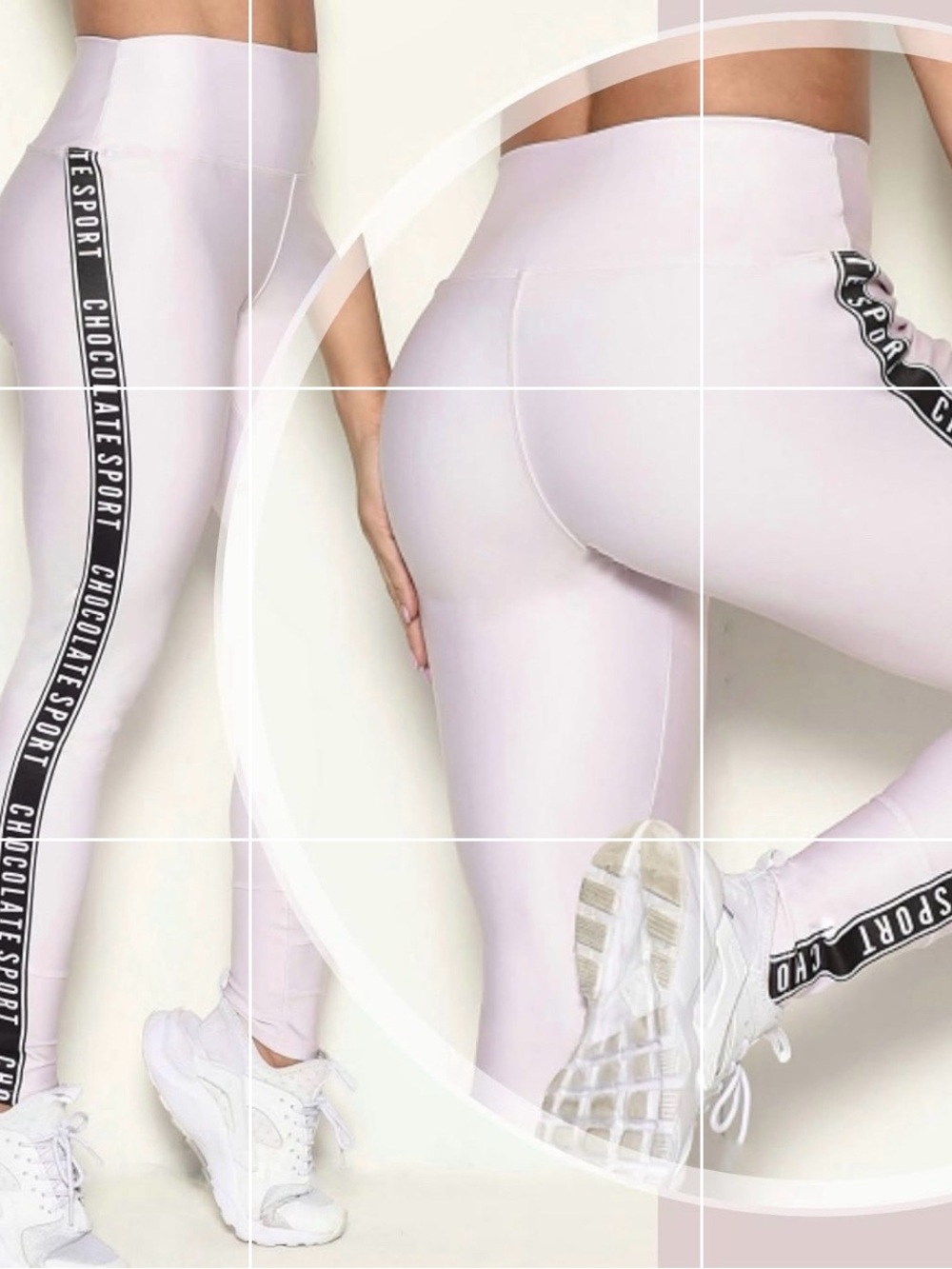 COLOMBIAN High-Waist Lavender Active Leggings with Side Logo Tape